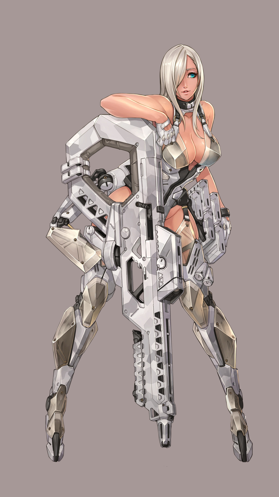 Girl Gun Sexy Art Minimalism Cyborg Characters Ren