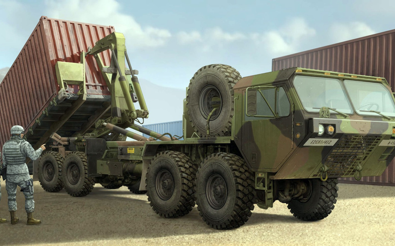 Скачать обои контейнер Heavy Expanded Mobility Tactical Truck Load