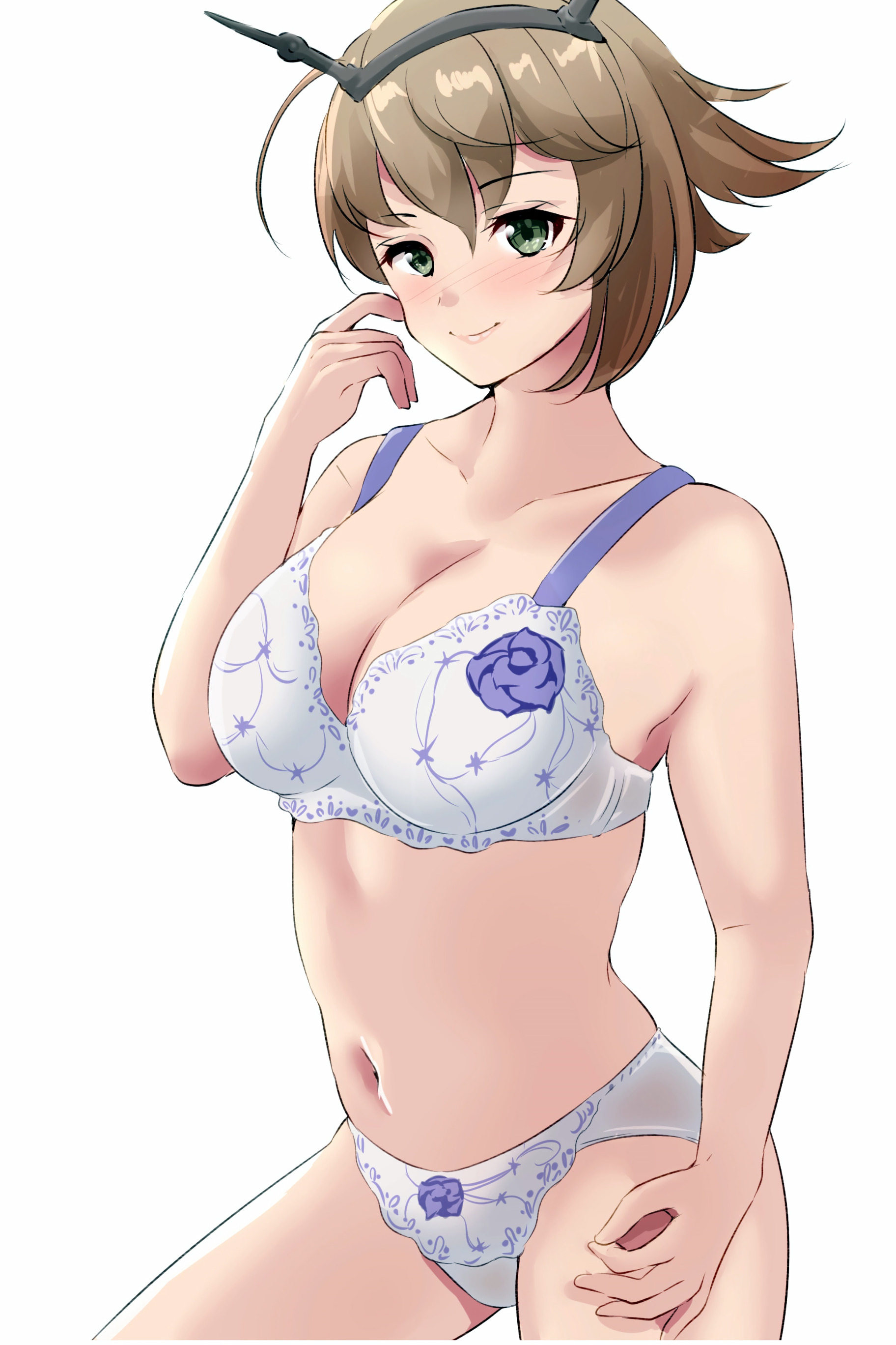 Скачать обои lingerie panties panty mutsu green eyes bra short