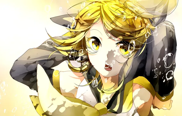 Обои девушка пузыри арт цифры vocaloid kagamine rin под водой