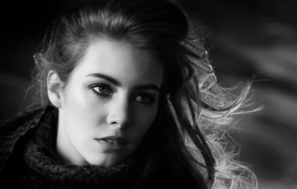 Скачать обои black white girl long hair photo photographer model