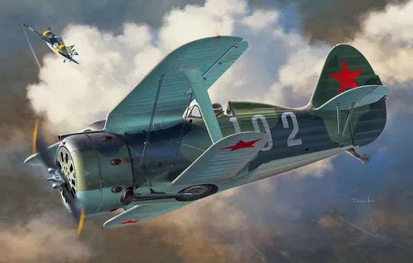 Скачать обои Биплан И 153 Поликарпов ВВС РККА Brewster F2A Buffalo