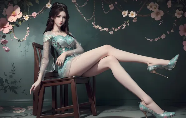 Скачать обои girl legs art brunette asian раздел ии арт в