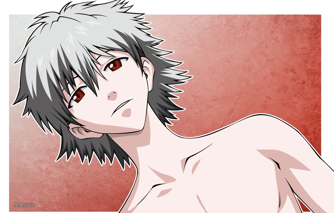 Обои look naked red eyes Neon Genesis Evangelion kaworu nagisa на