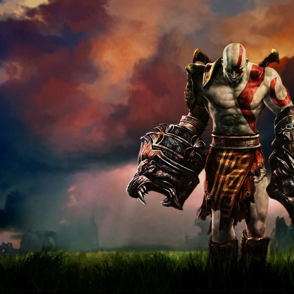 Скачать обои sword, demigod, armor, god of war, kratos, god of war 3, ps3,  lion, раздел игры в разрешении 1024x1024