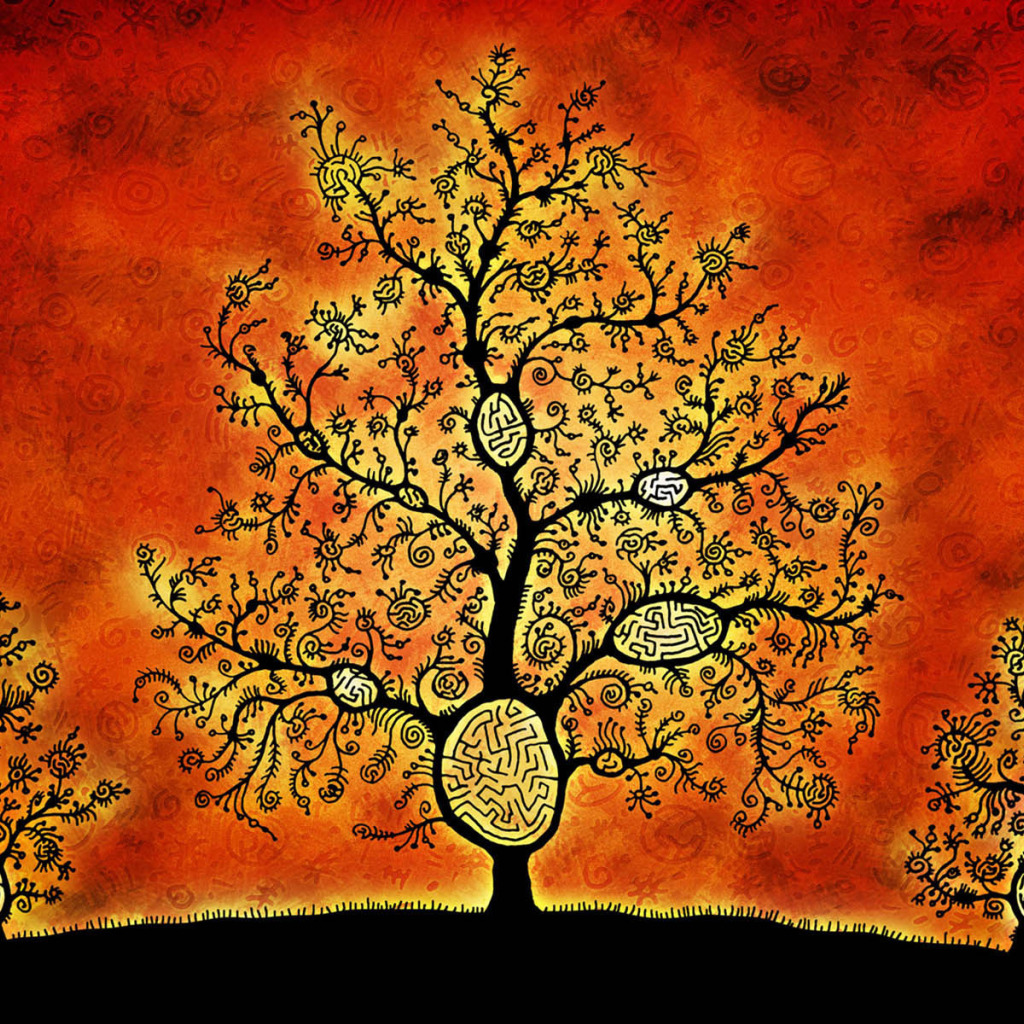Мировое Древо ашваттха. Дерево жизни. Фон для генеалогического древа. Фон для родословной дерево.