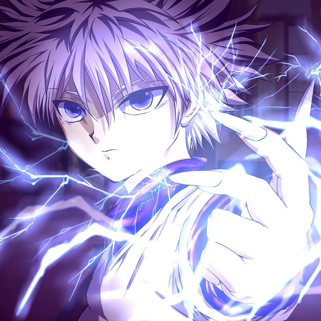 Скачать обои game, lightning, blue, anime, power, short hair, boy,  assassin, раздел сёнэн в разрешении 1024x1024