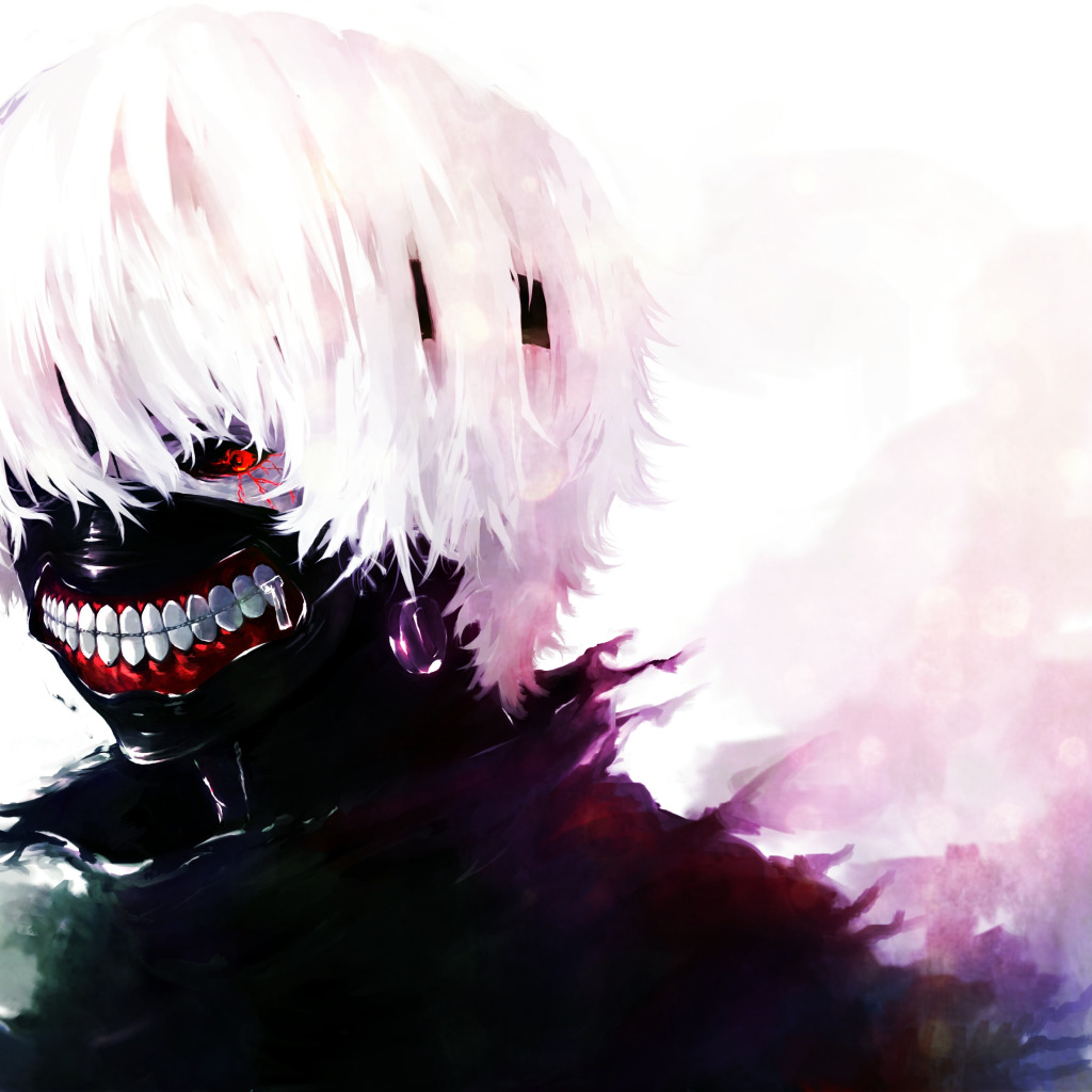 Скачать обои аниме, маска, белые волосы, anime, art, красный глаз, Tokyo  Ghoul, Kaneki Ken, раздел сэйнэн в разрешении 1024x1024