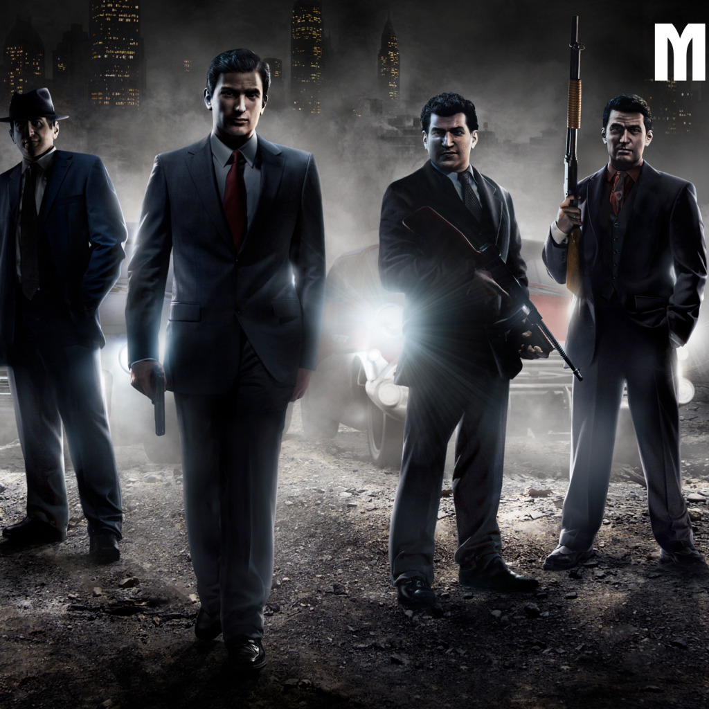 Скачать обои оружие, Mafia 2, Vito Scaletta, Edoardo “Eddie” Scarpa, Joe  Barbaro, Henry Thomasino, раздел игры в разрешении 1024x1024