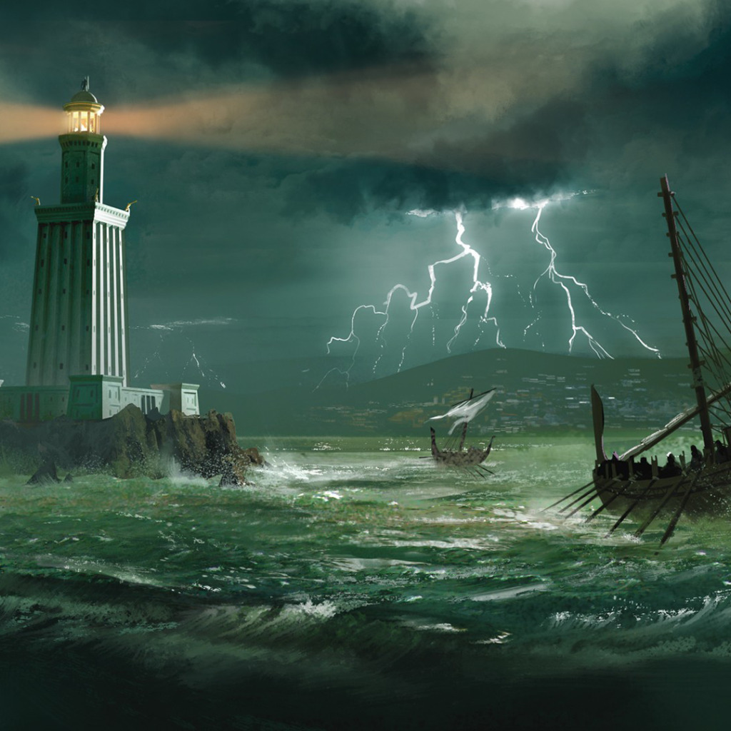 Ancient light. Александрийский Маяк. Александрийский Маяк под водой. The Lighthouse of Alexandria Fantasy Art.