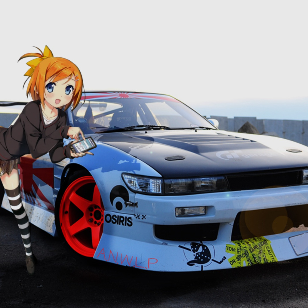 Скачать обои car, машина, девушка, аниме, jdm, anime, madskillz, раздел  прочее в разрешении 1024x1024