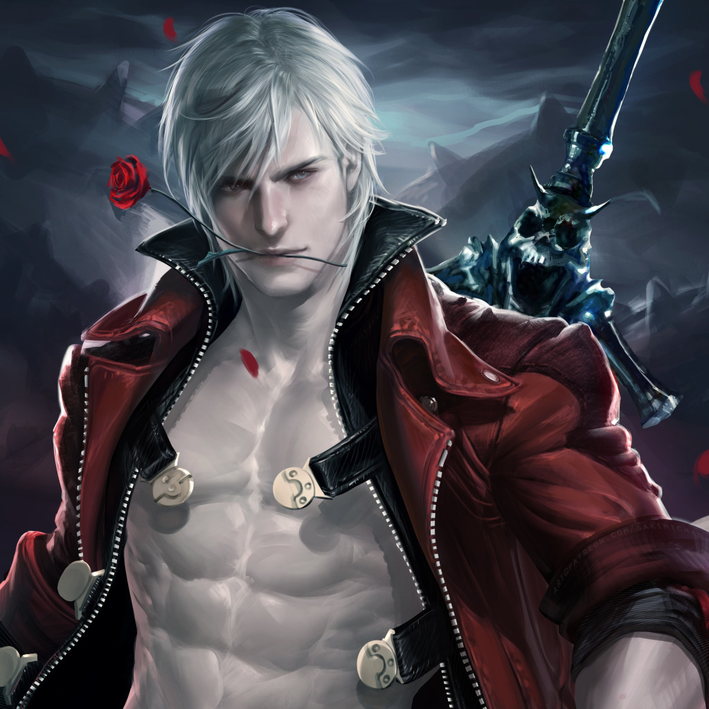 Скачать обои Dante, Данте, Devil May Cry, Sakimichan, Даже дьявол может  плакать, раздел игры в разрешении 1024x1024