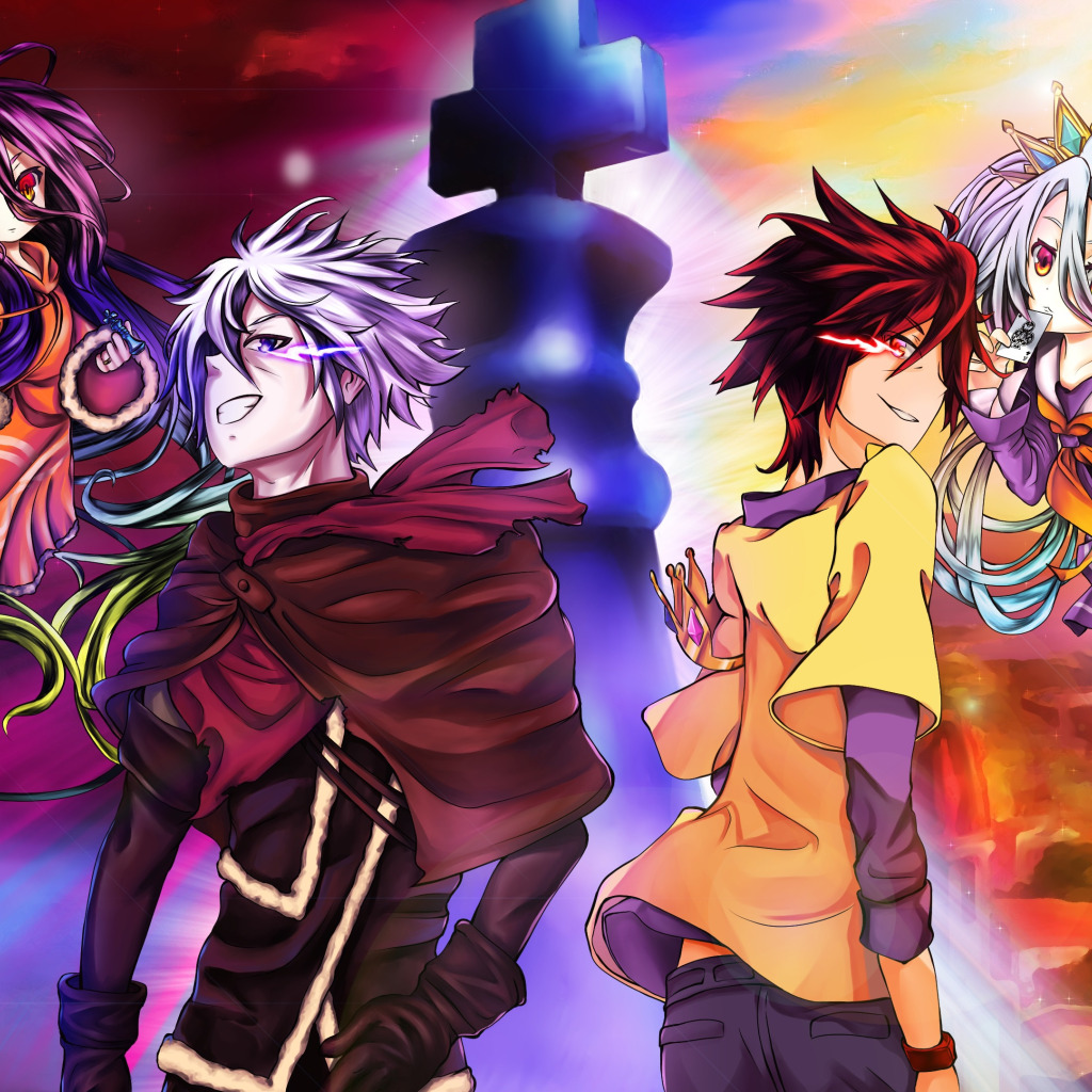 Скачать обои парочки, No Game No Life, Нет игры нет жизни, раздел сёнэн в  разрешении 1024x1024