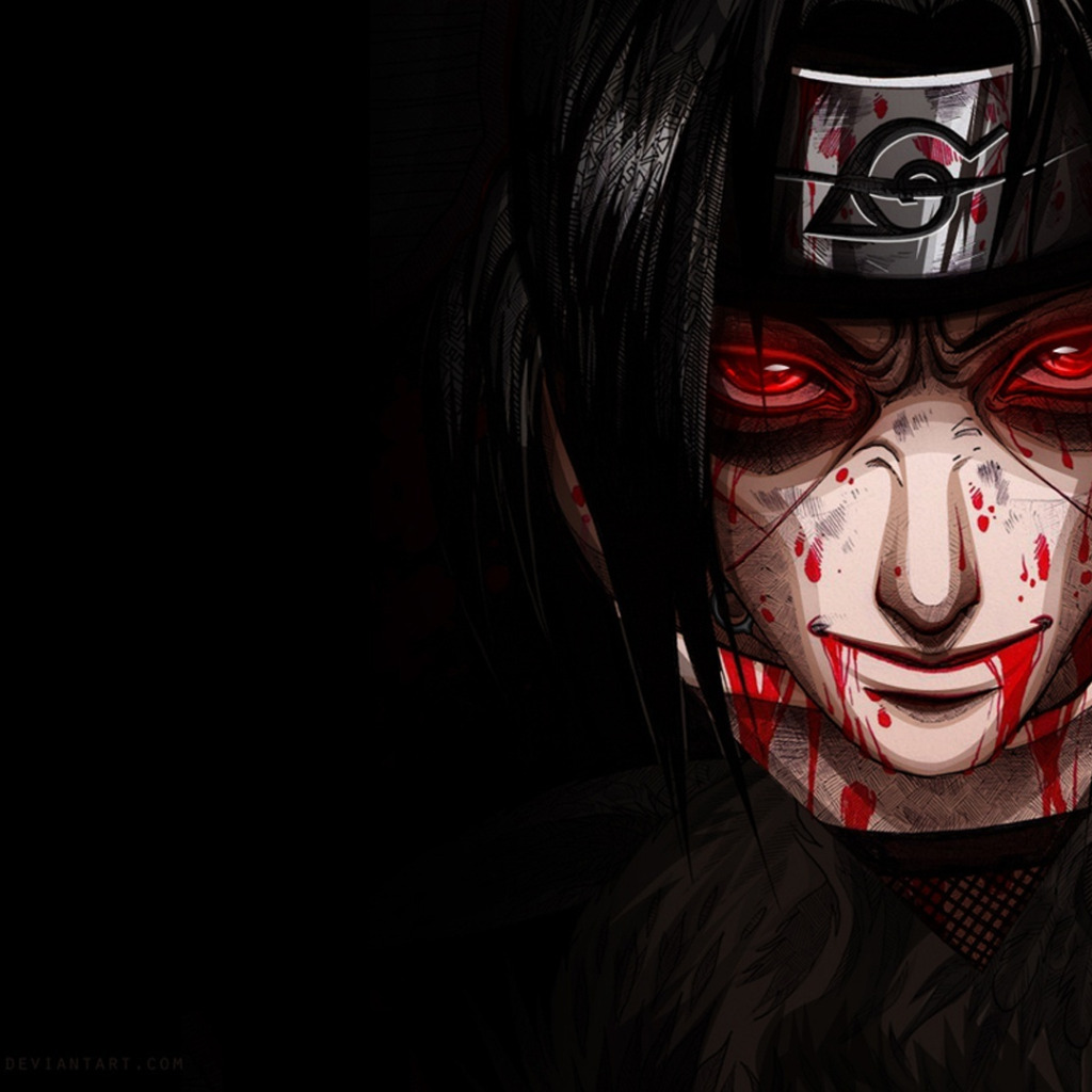 Скачать обои лицо, кровь, blood, face, sharingan, itachi, раздел аниме в  разрешении 1024x1024