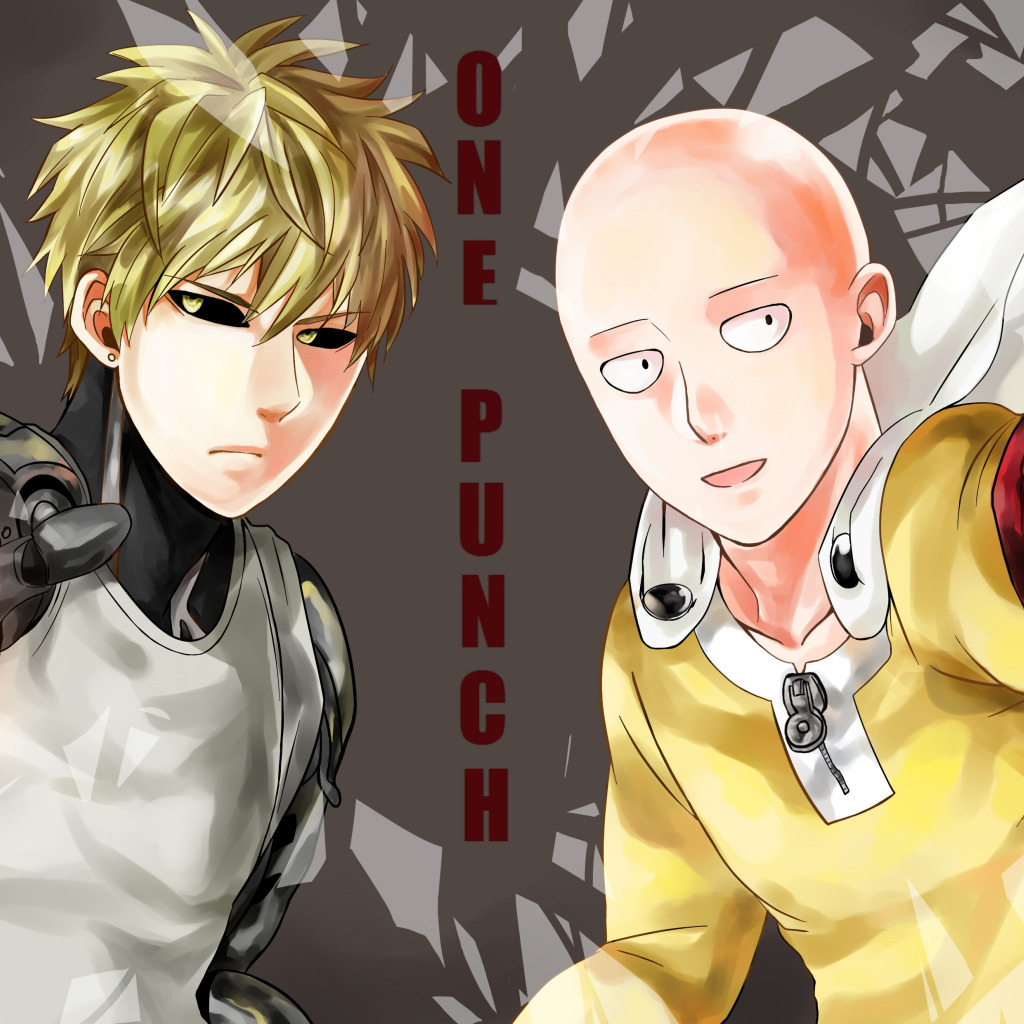 Скачать обои аниме, арт, парни, киборг, Сайтама, One Punch Man, Генос,  раздел прочее в разрешении 1024x1024