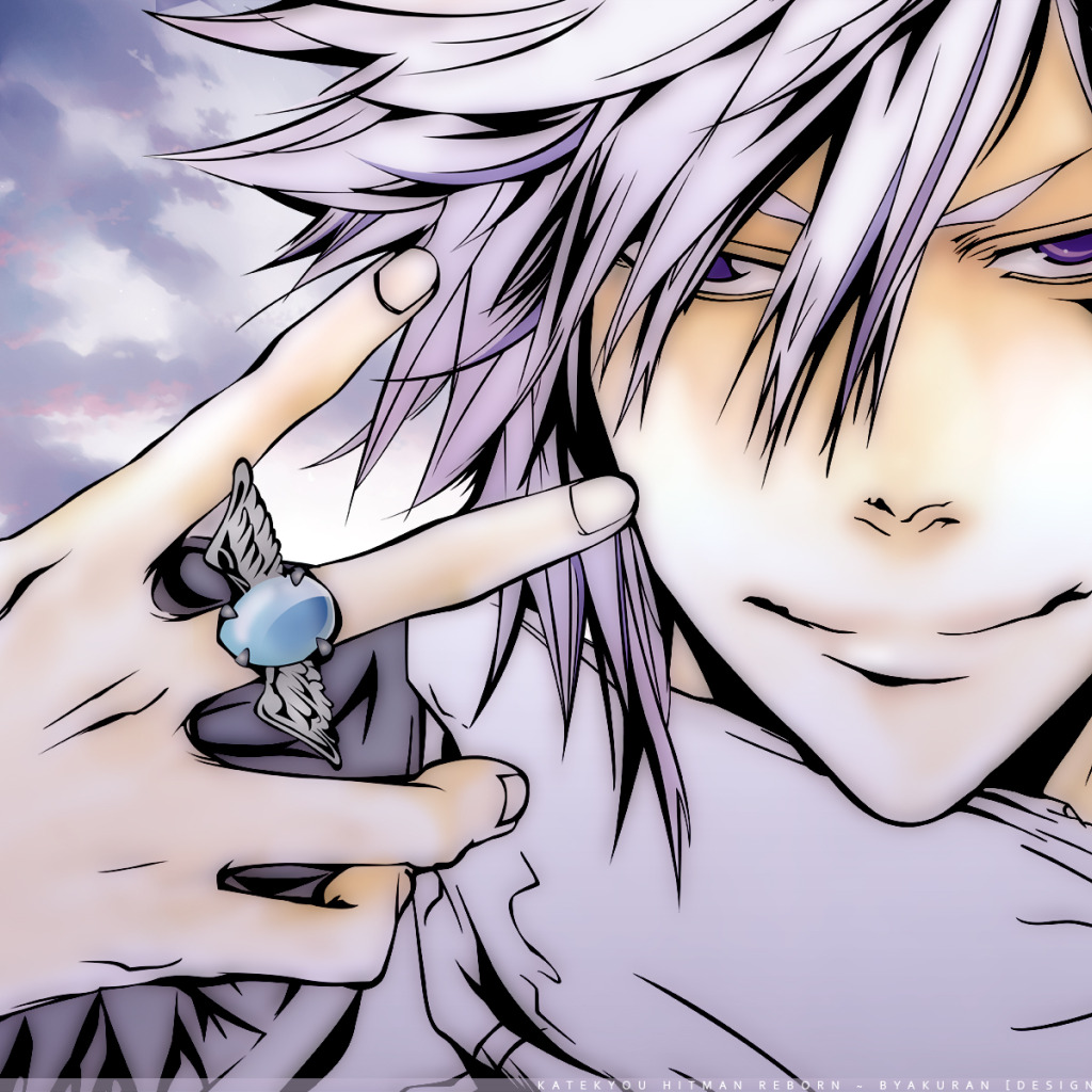 Скачать обои аниме, кольцо, арт, katekyou hitman reborn, byakuran, раздел  прочее в разрешении 1024x1024