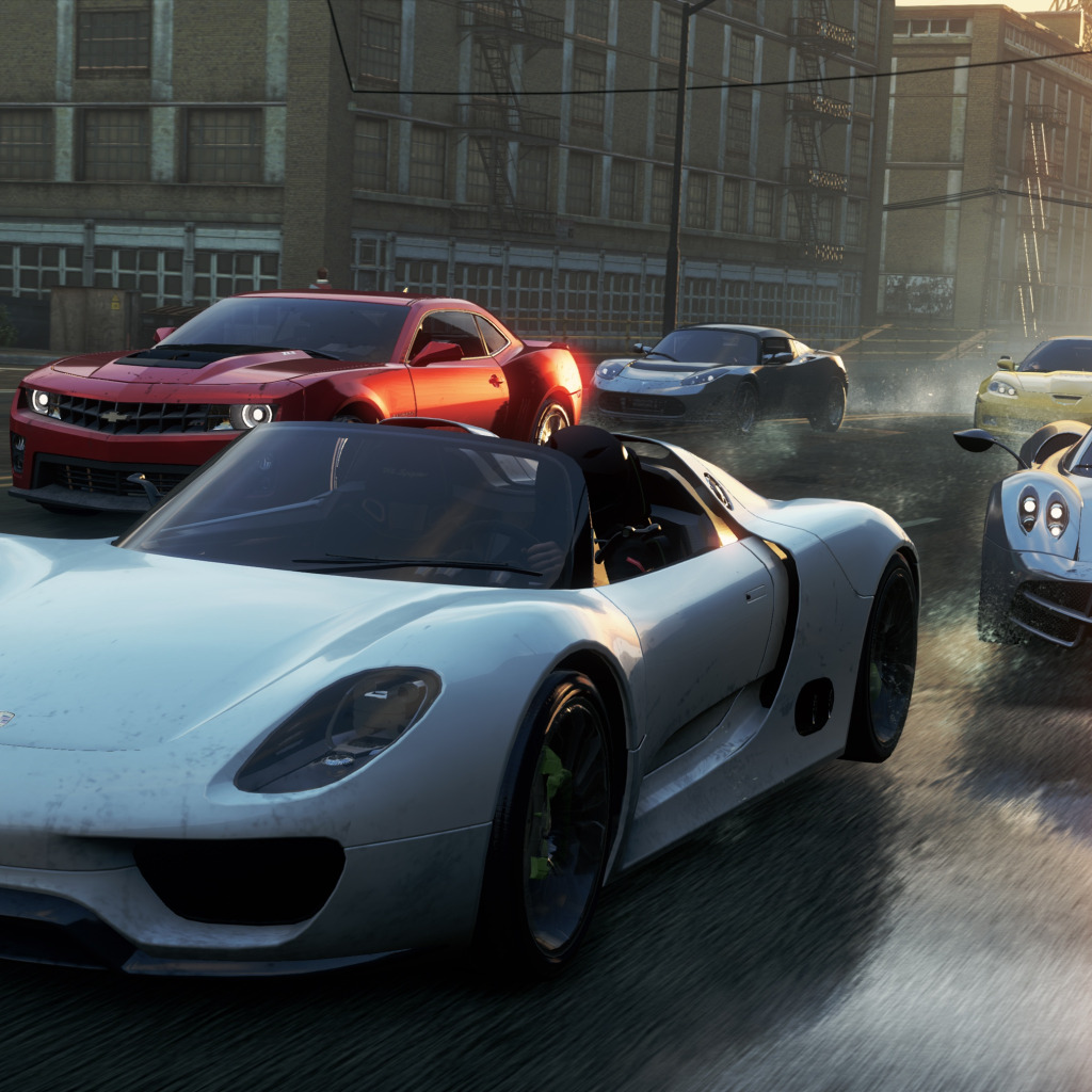 Скачать обои улица, гонка, McLaren, Porsche, Chevrolet, тачки, Lotus, Need  for Speed Most Wanted, раздел игры в разрешении 1024x1024