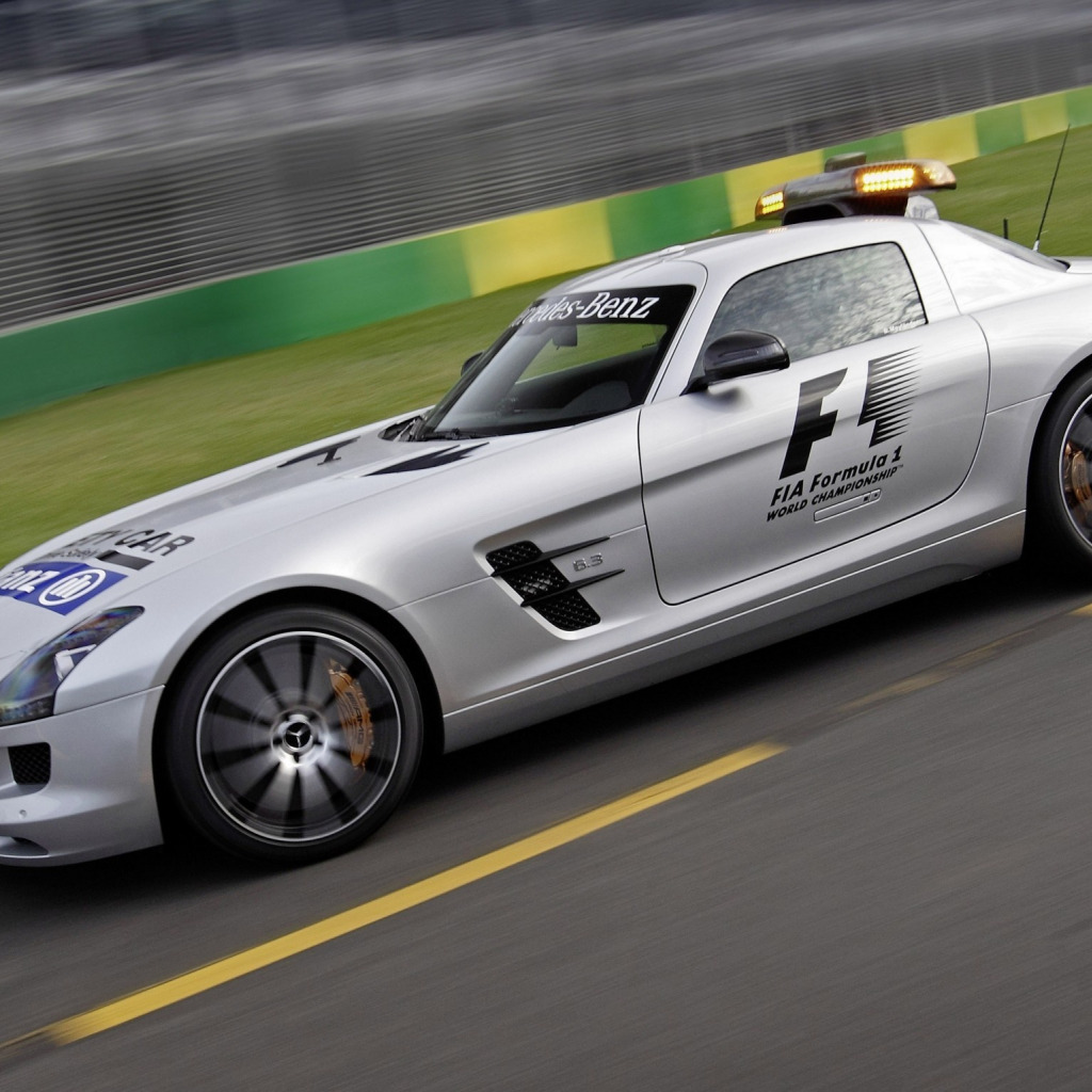 Скачать обои Mercedes-Benz, supercar, AMG, SLS, speed, track, Safety Car,  раздел машины в разрешении 1024x1024