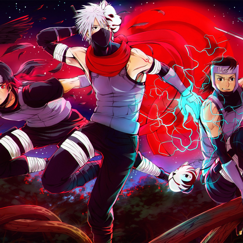 Скачать обои naruto, art, Itachi Uchiha, Yamato, Kakashi Hatake, anbu,  Tenzou, by AgentWhiteHawk, раздел прочее в разрешении 1024x1024