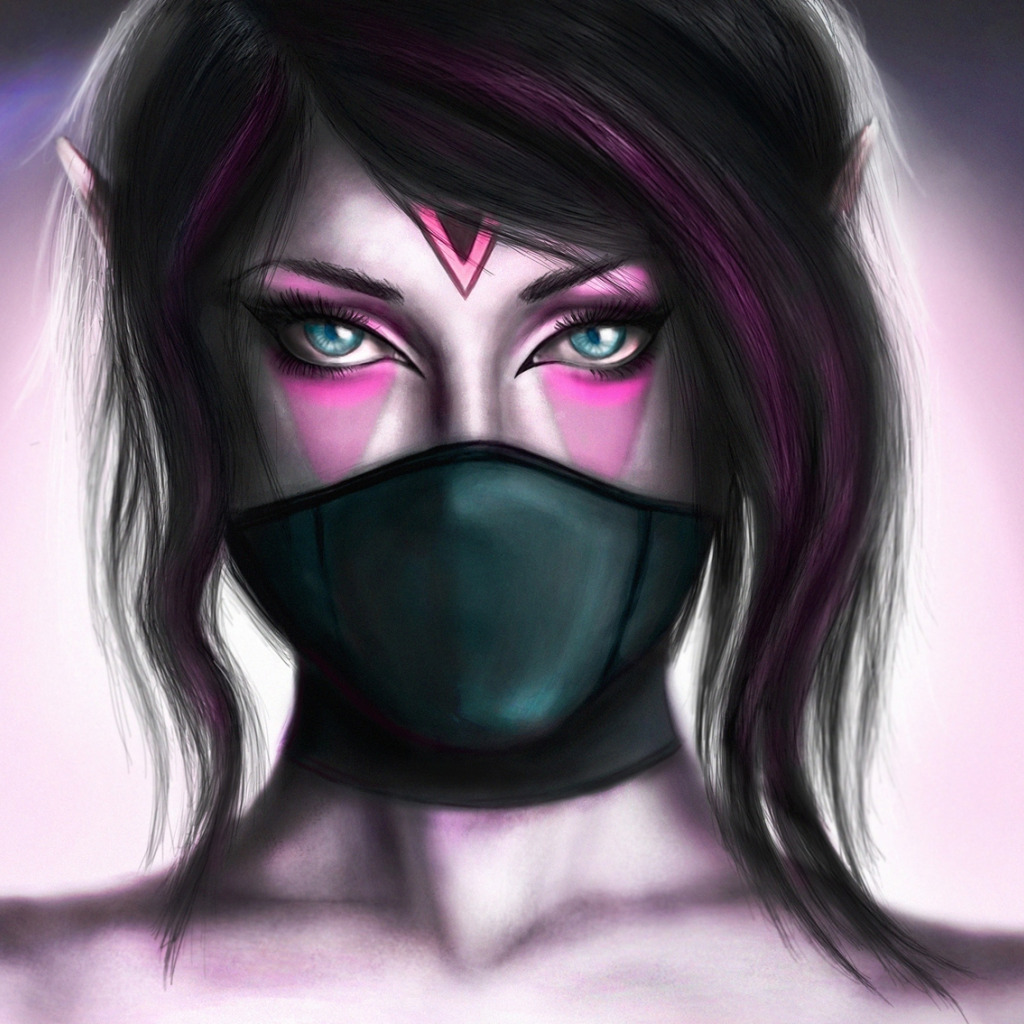 Скачать обои девушка, рисунок, портрет, голубые глаза, Dota 2, Lanaya,  Templar Assassin, раздел игры в разрешении 1024x1024