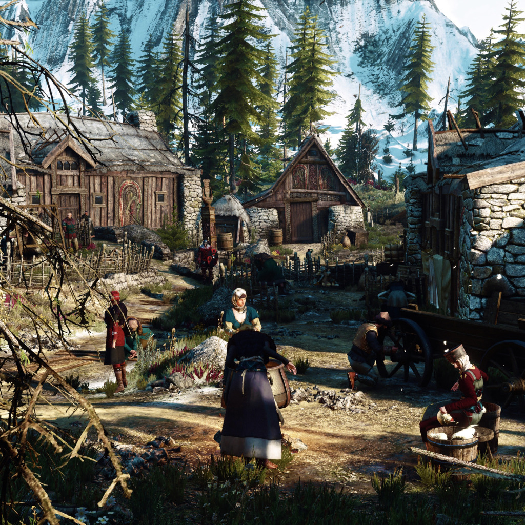 Скачать обои деревня, Ведьмак, The Witcher 3, Skellige, раздел игры в  разрешении 1024x1024