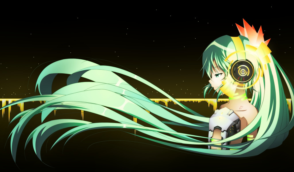 девушка, аниме, наушники, арт, vocaloid, hatsune miku