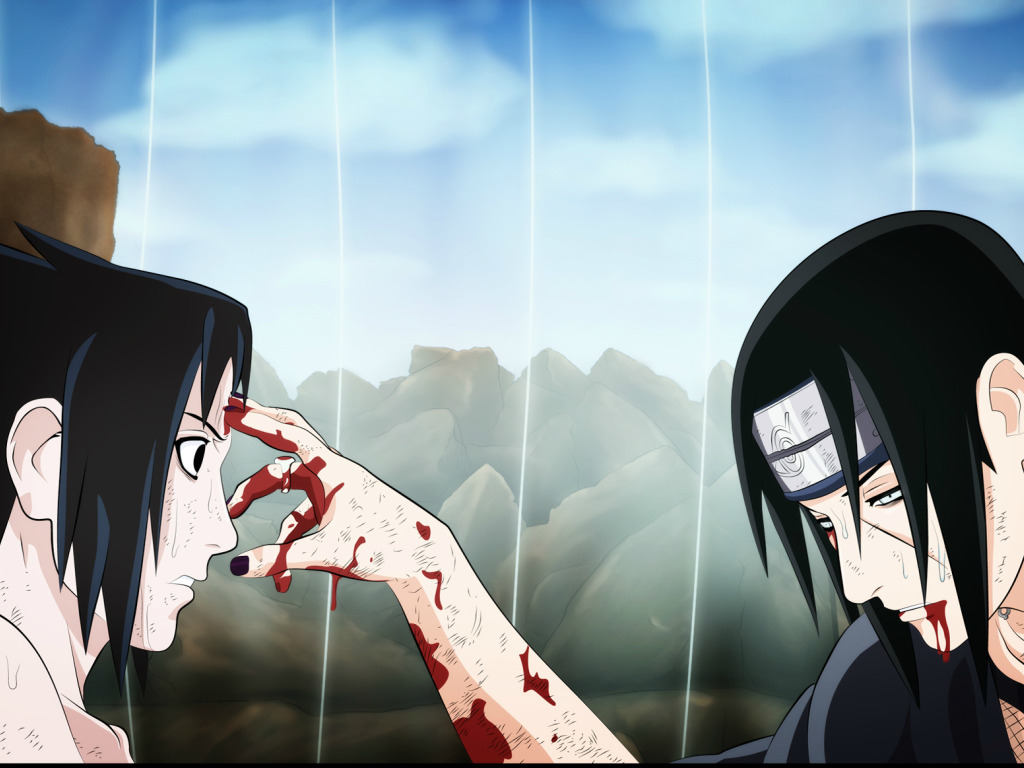 Скачать обои ужас, братья, Sasuke, Naruto, поединок, Uchiha Itachi, конец  пути, Наруто Ураганные хроники, раздел сёнэн в разрешении 1024x768