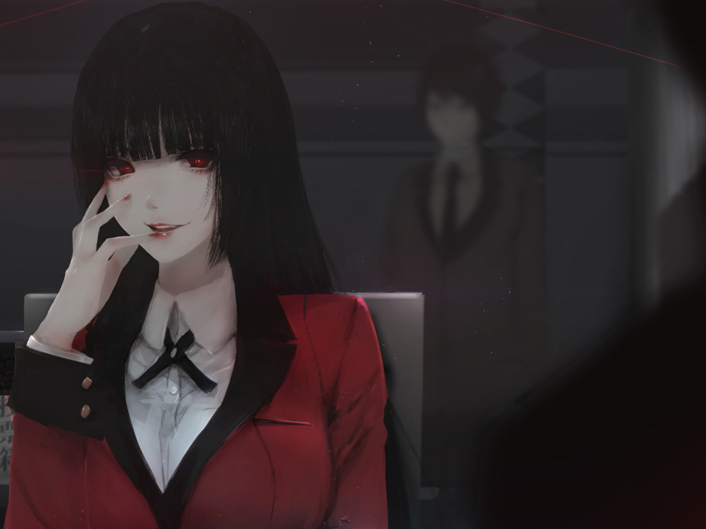 Скачать обои девушка, интерьер, манга, by Aoi Ogata, Jabami Yumeko,  Kakegurui, раздел прочее в разрешении 1024x768