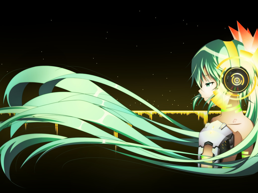 девушка, аниме, наушники, арт, vocaloid, hatsune miku