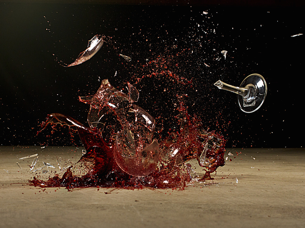 glass, wine, liquid, destruction