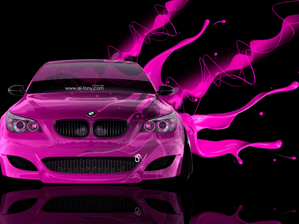 Скачать обои Черный, Pink, BMW, Розовая, БМВ, Обои, Фон, Car, раздел bmw в  разрешении 1024x768