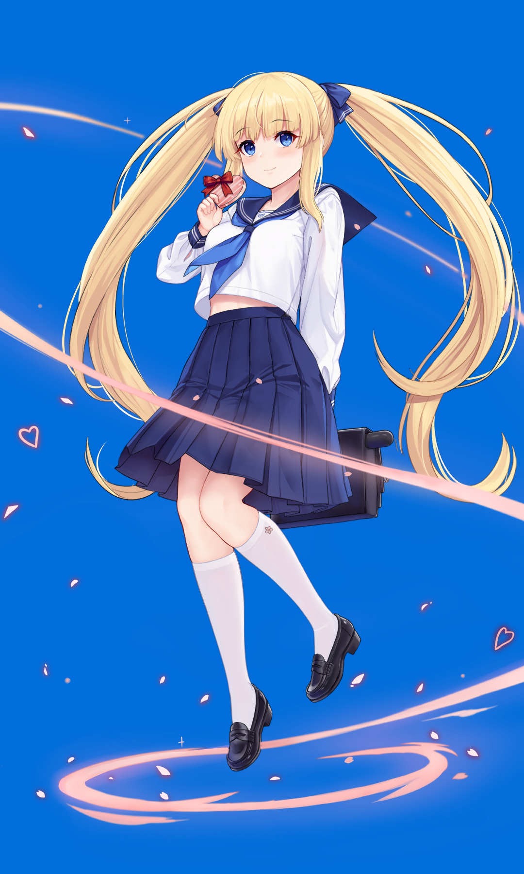 Скачать обои girl, school uniform, long hair, anime, blue eyes ...