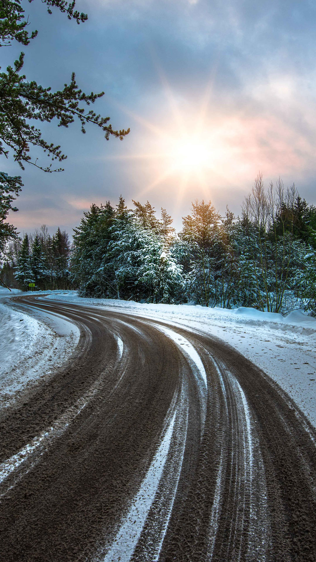 зима, дорога, снег