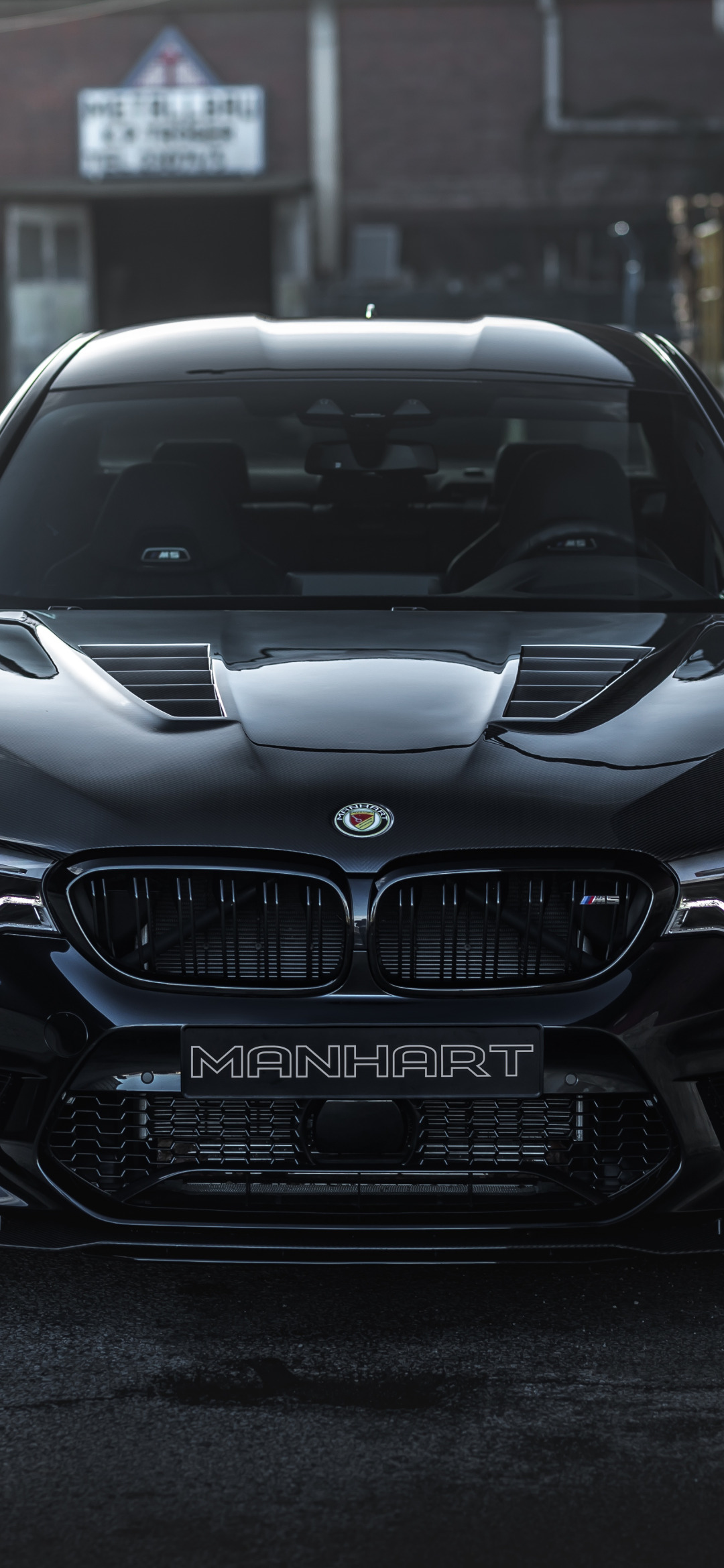 Скачать обои BMW, Front, Black, BMW M5, Face, Manhart, Sight, M5 F90,  раздел bmw в разрешении 1080x2340