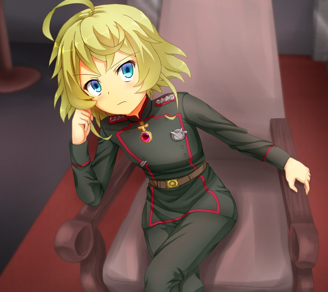 girl, soldier, military, war, anime, chibi, blue eyes, blonde 