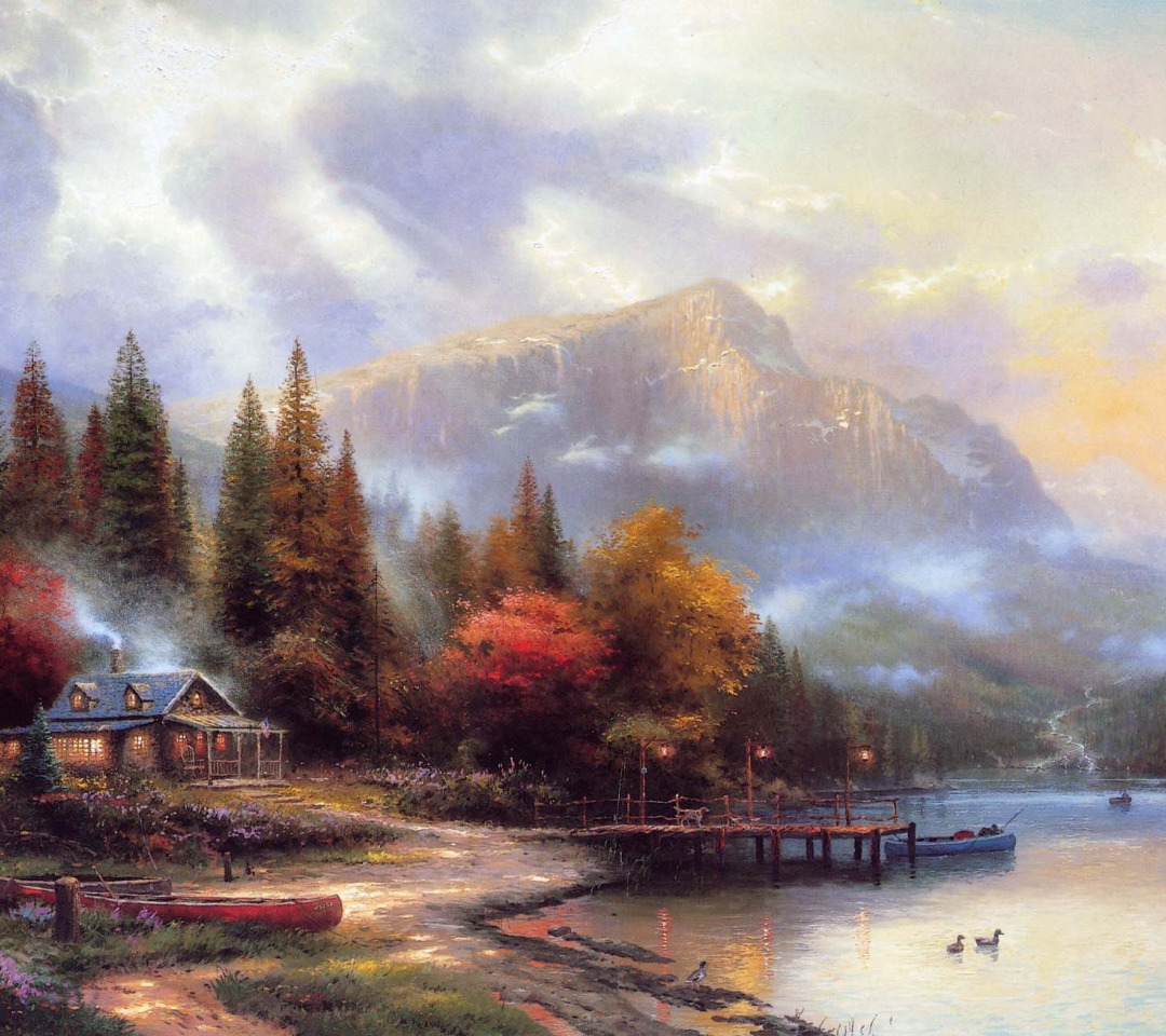 Кинкейд. Боб Росс и Томас Кинкейд. Thomas Kinkade end of a perfect Day Set of 3.