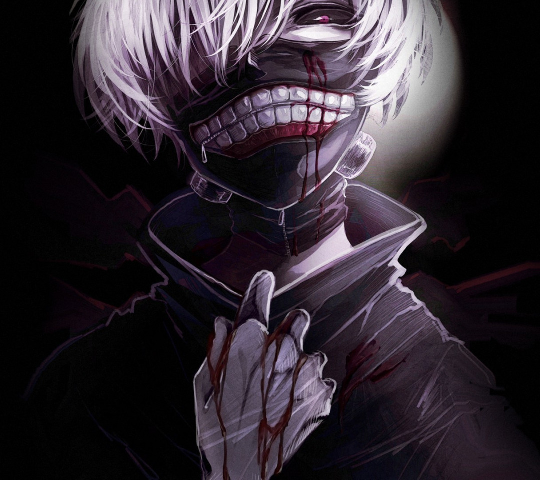 Скачать обои фон, кровь, маска, парень, anime, art, токийский гуль, Tokyo  Ghoul, раздел сэйнэн в разрешении 1080x960