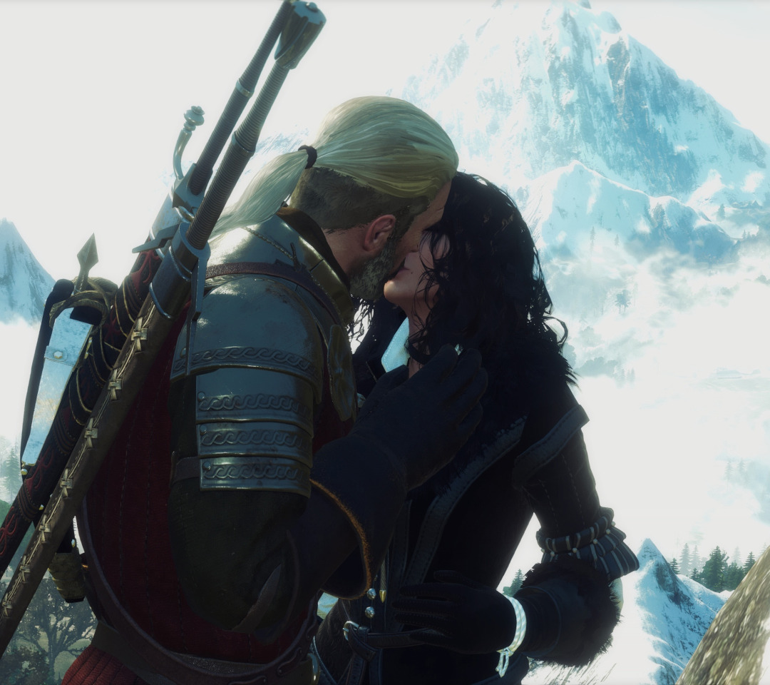 Скачать обои поцелуй, Ведьмак, The Witcher 3, Geralt, Yennefer, My  Beautiful Love, раздел игры в разрешении 1080x960