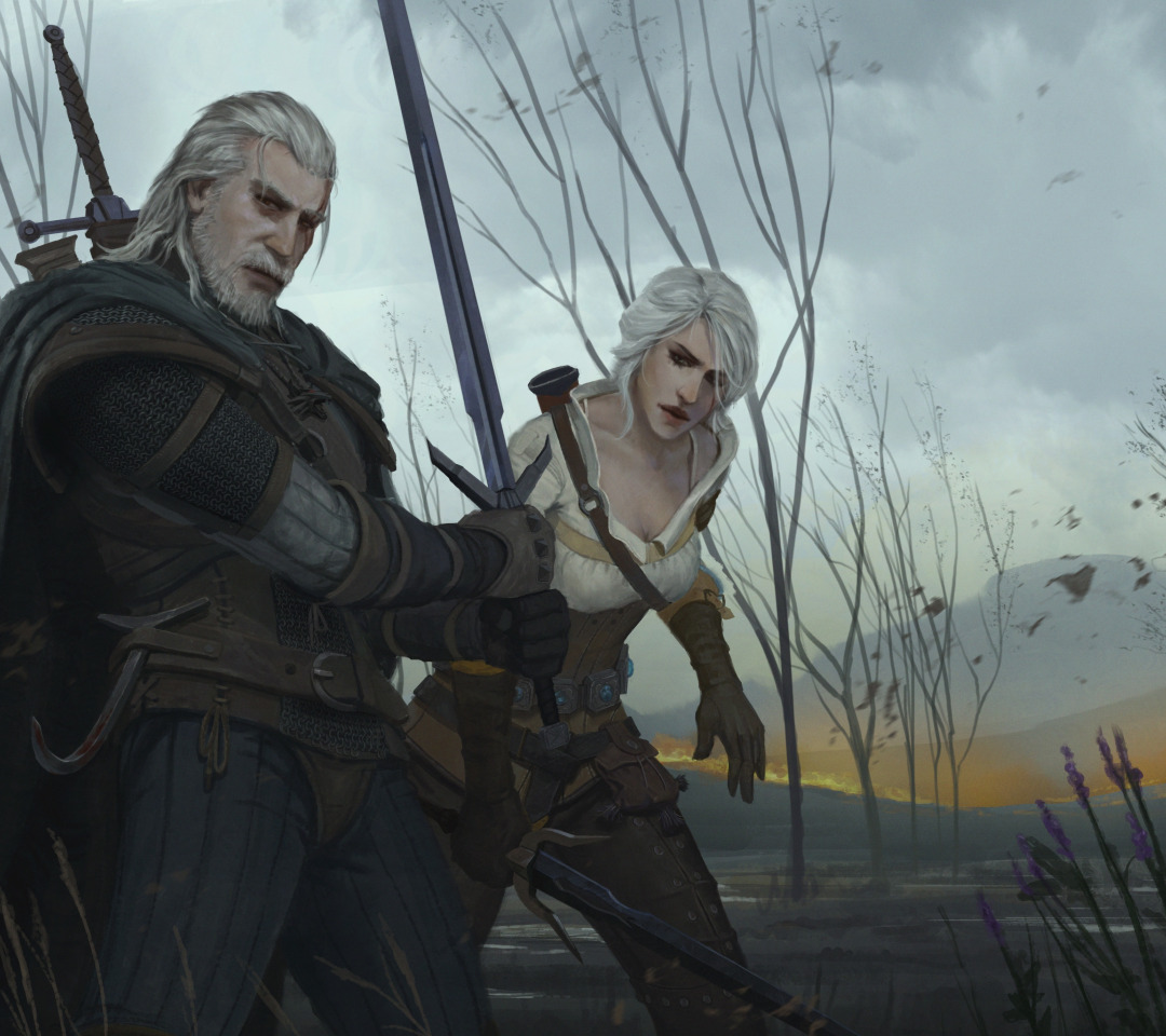 Скачать обои geralt, The Witcher 3: <b>Wild</b> <b>Hunt</b>, geralt of rivia, ciri, ciril...