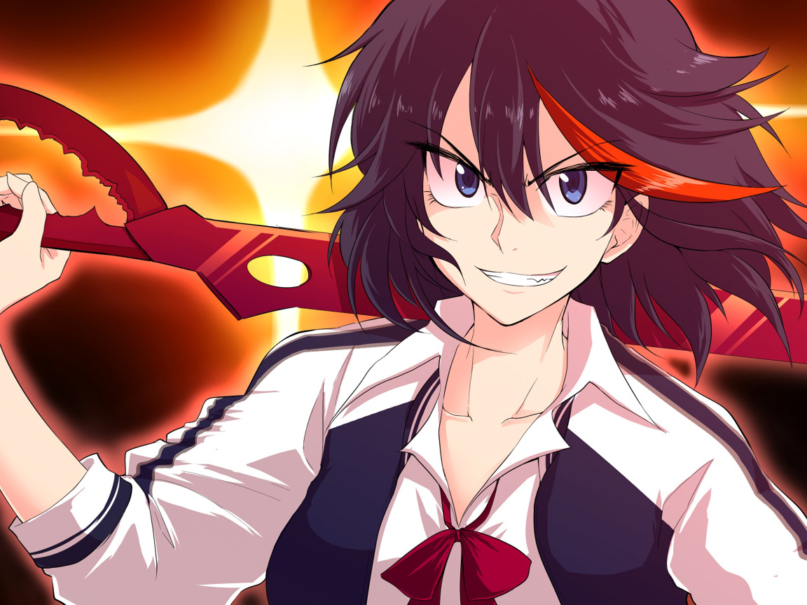 Скачать обои девушка, меч, anime, art, Kill la Kill, Matoi Ryuuko, раздел  прочее в разрешении 1152x864