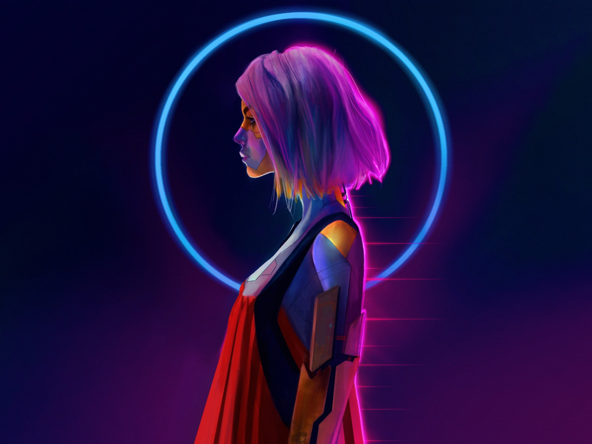 Скачать обои Музыка, Стиль, Girl, Фон, Fantasy, Style, Neon, Illustration,  раздел арт в разрешении 1152x864