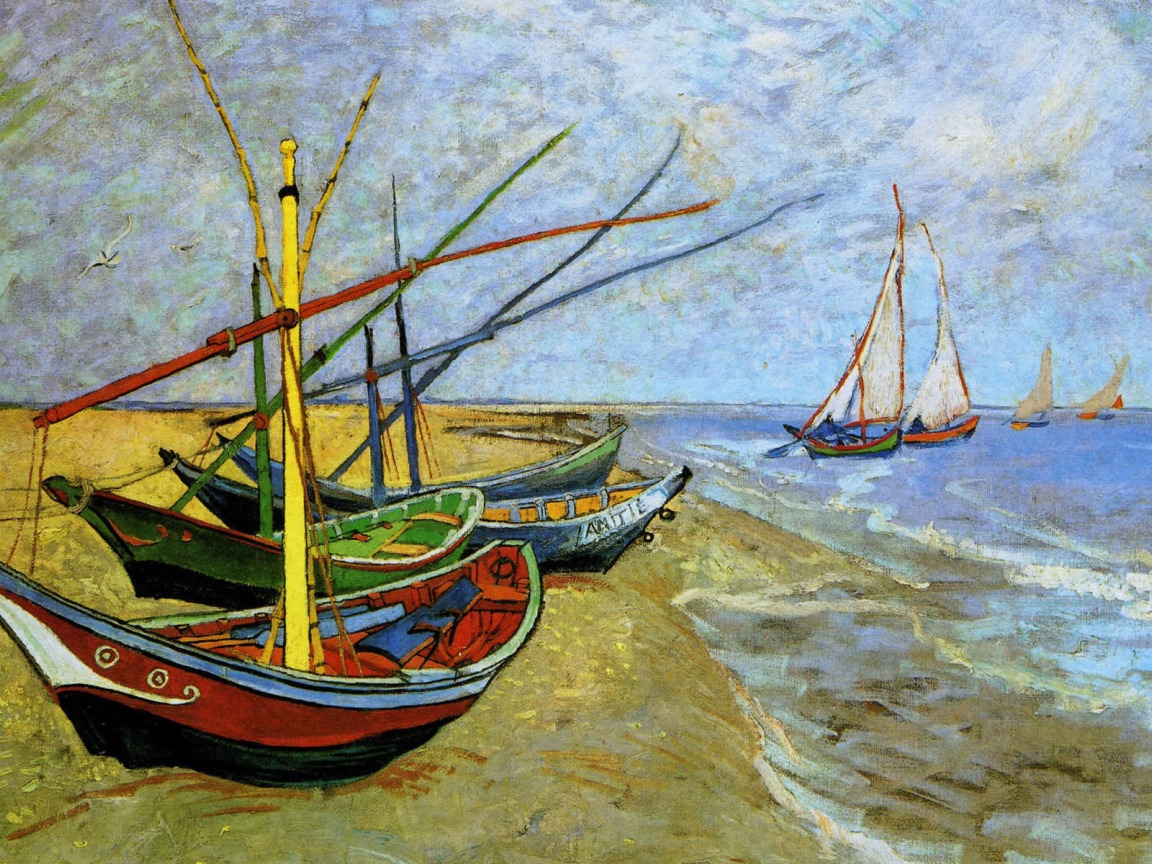 Анализ произведения лодка. Винсент Ван Гог, «лодки в море» (1888 г.. Ван Гог море в сент-Мари. Ван Гог лодки в сен-Мари. Картина Ван Гога лодки.