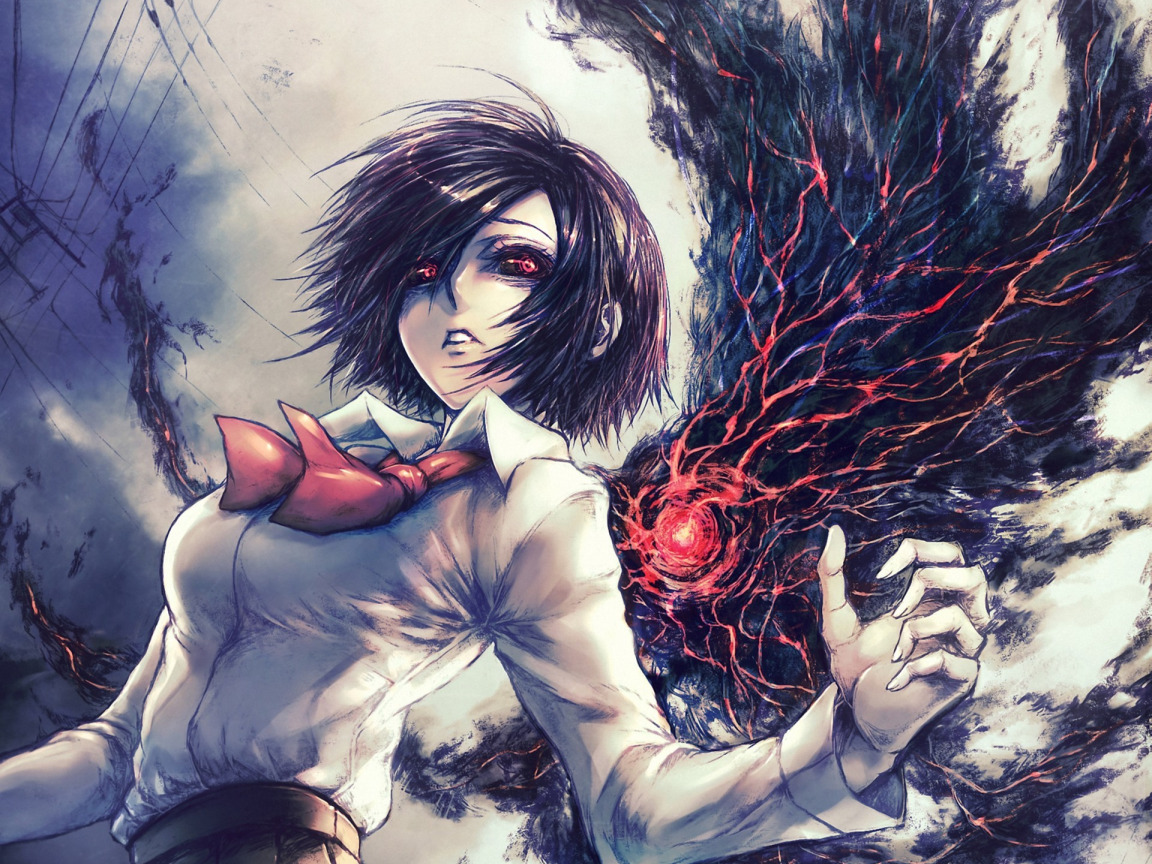 Скачать обои глаза, девушка, арт, Tokyo Ghoul, Токийский гуль, Kirishima  Touka, упырь, Токийский монстр, раздел сэйнэн в разрешении 1152x864