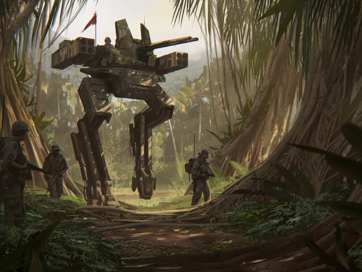 Другой джунглей. Sci-Fi Art джунгли. Солдат будущего в джунглях. Военная база в джунглях. Военные в джунглях арт.