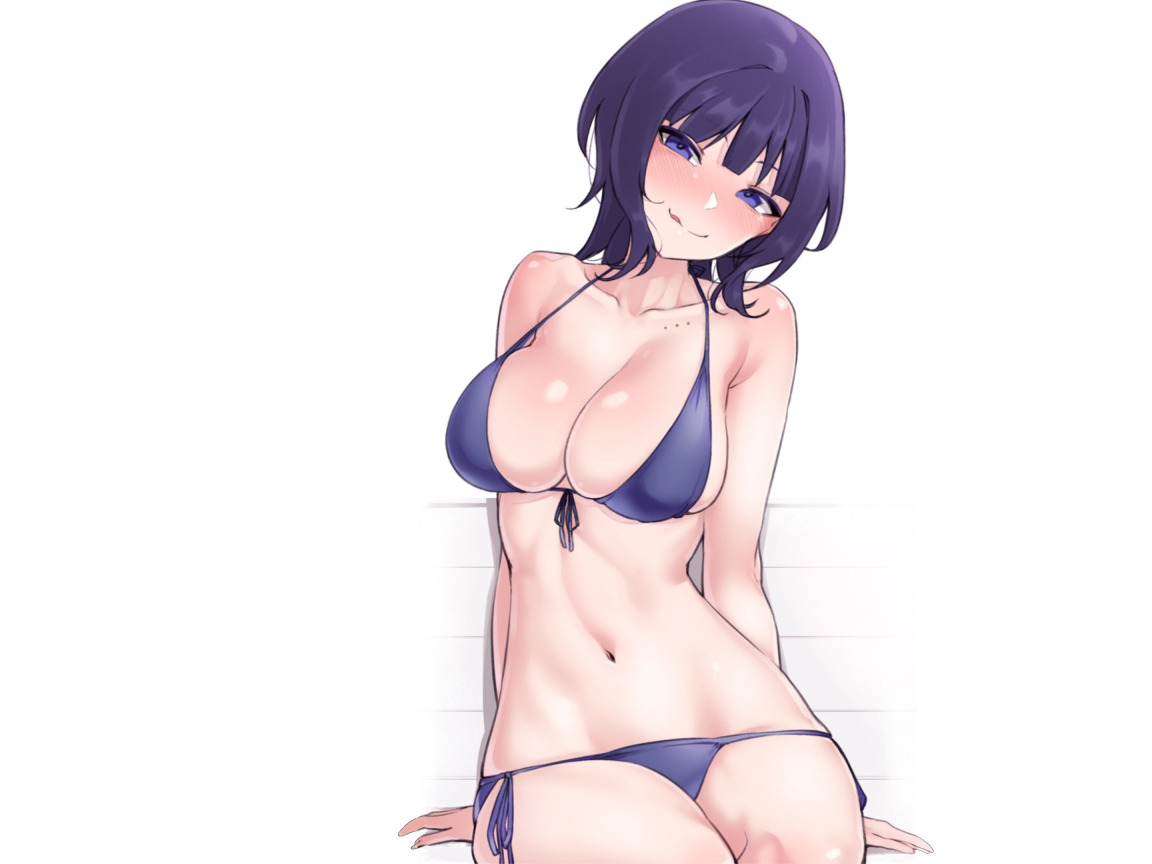 Скачать обои girl, hot, sexy, Anime, pretty, purple, bikini, shy, раздел  сэйнэн в разрешении 1152x864