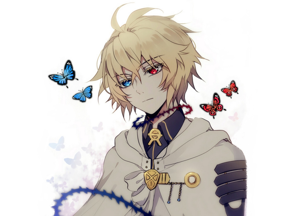 Скачать обои бабочки, Последний Серафим, Owari no Seraph, Микаэла Хакуя,  Hyakuya Mikaela, раздел сёнэн в разрешении 1152x864