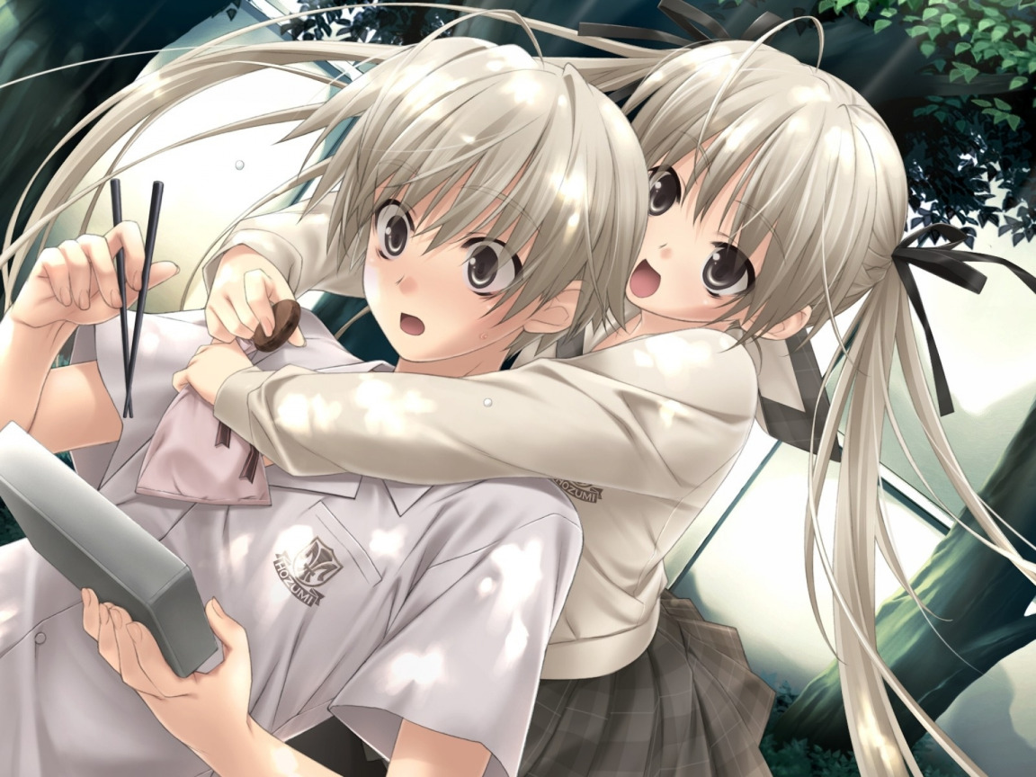 Скачать обои аниме, пара, двое, yosuga no sora, обнимашки, раздел прочее в  разрешении 1152x864