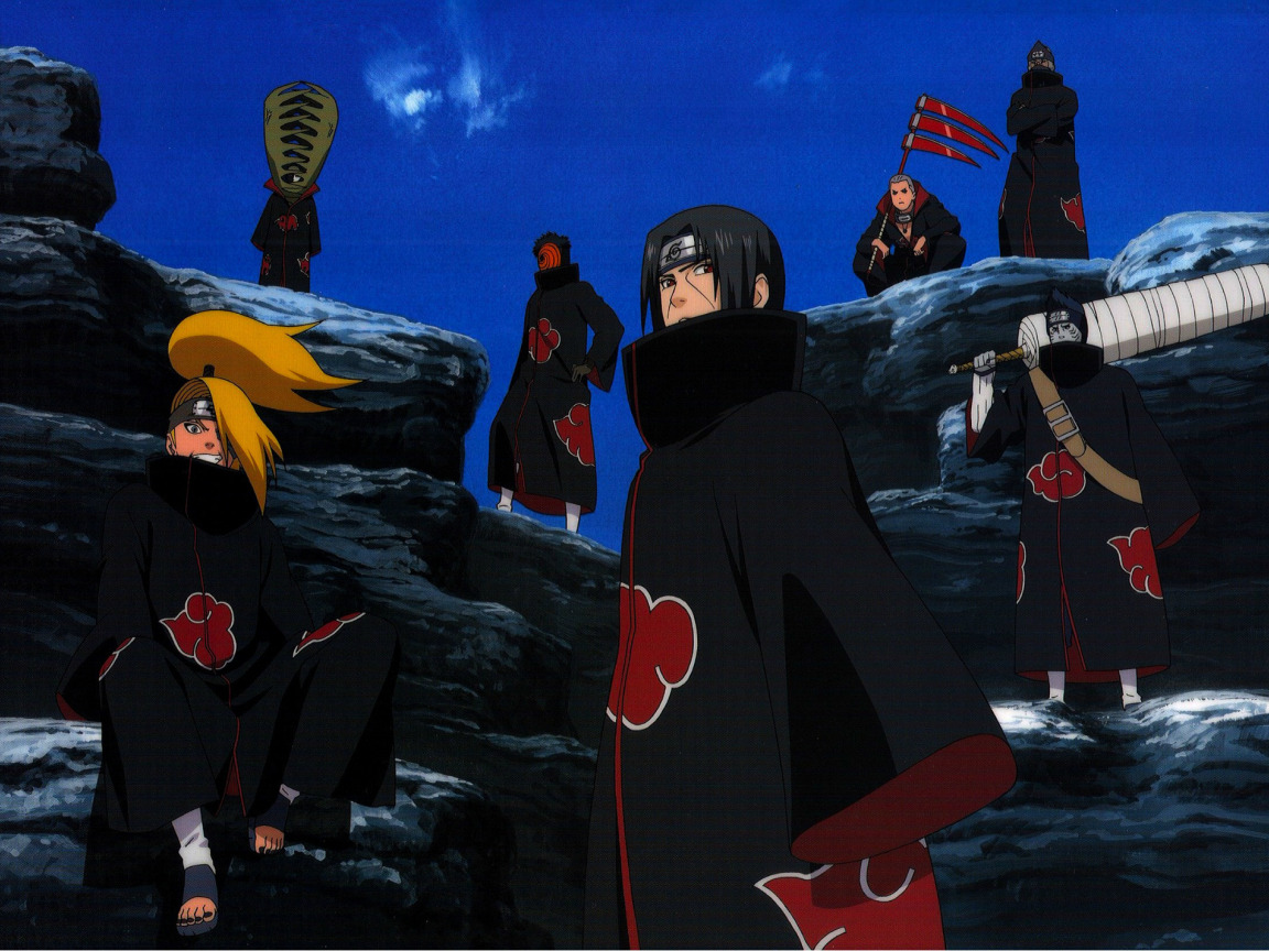 Скачать обои небо, меч, коса, Itachi, ninja, Akatsuki, Deidara, Naruto  Shippuden, раздел сёнэн в разрешении 1152x864