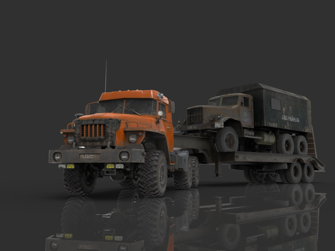 Скачать обои краз, урал, spintires, раздел грузовики в разрешении 1152x864