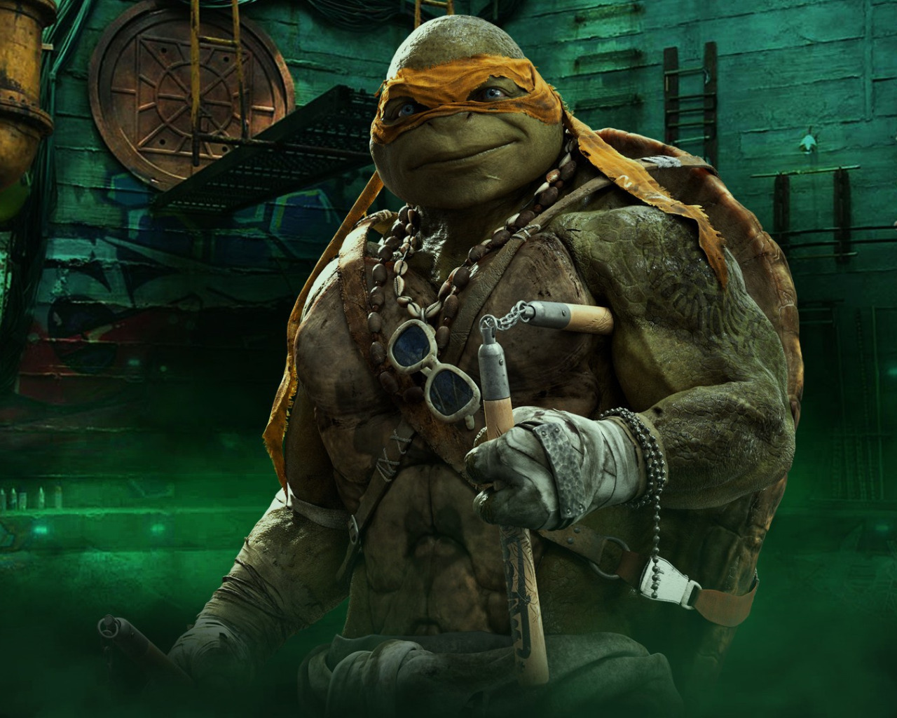 Скачать обои cinema, TMNT, movie, Teenage Mutant Ninja Turtles,  Michelangelo, ninja, hero, film, раздел фильмы в разрешении 1280x1024